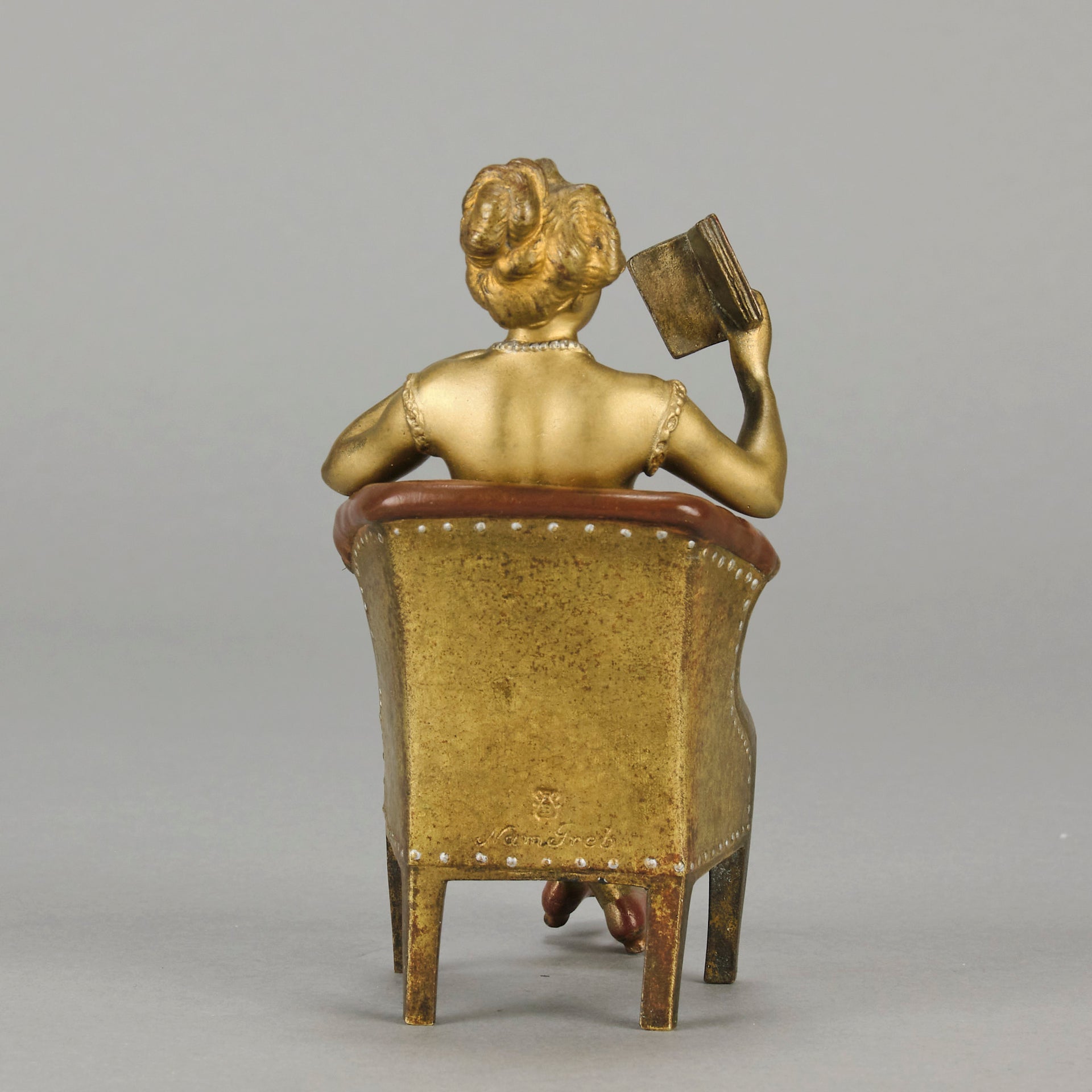 Bergman Lady Reading - Austrian Cold Painted Bronze - Hickmet Fine Arts