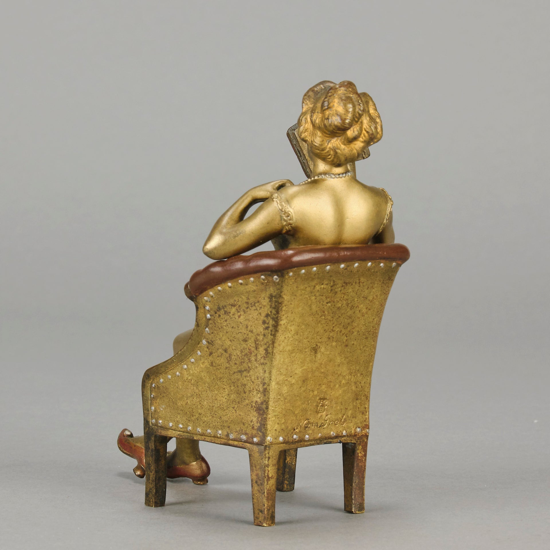 Bergman Lady Reading - Austrian Cold Painted Bronze - Hickmet Fine Arts
