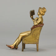 Bergman Lady Reading - Austrian Cold Painted Bronze - Hickmet Fine Arts