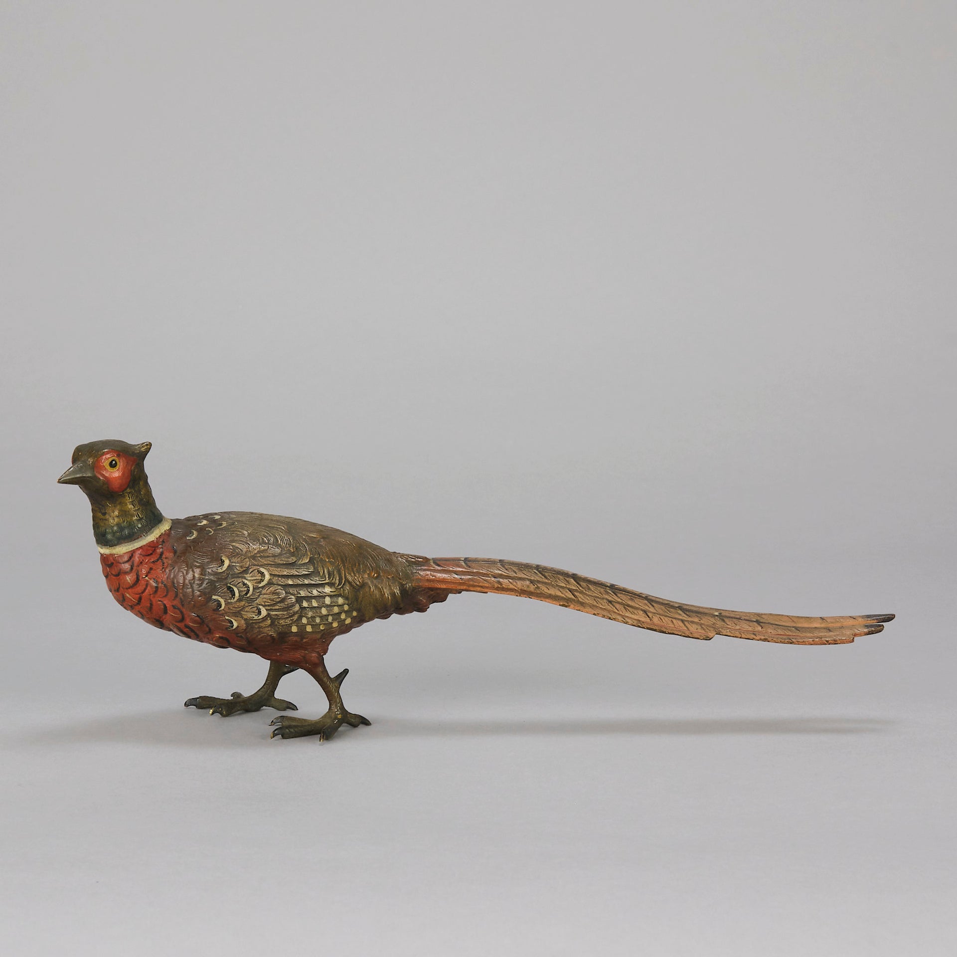Antique Bronze Pheasant by Franz Bergman exhibiting very fine vibrant colours and good hand finished surface detail 