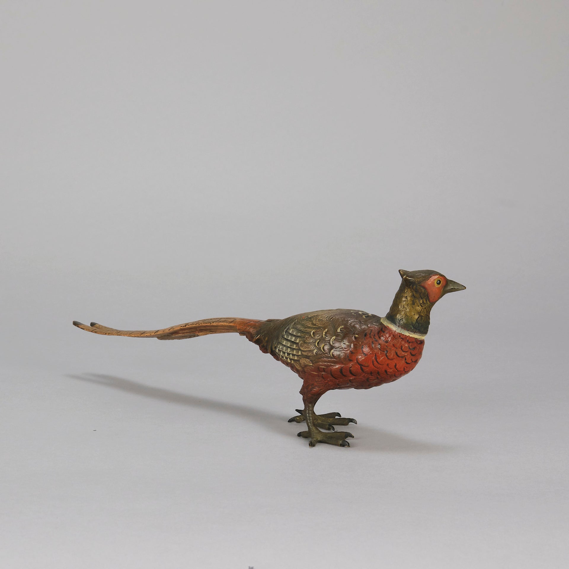 Antique Bronze Pheasant by Franz Bergman exhibiting very fine vibrant colours and good hand finished surface detail 