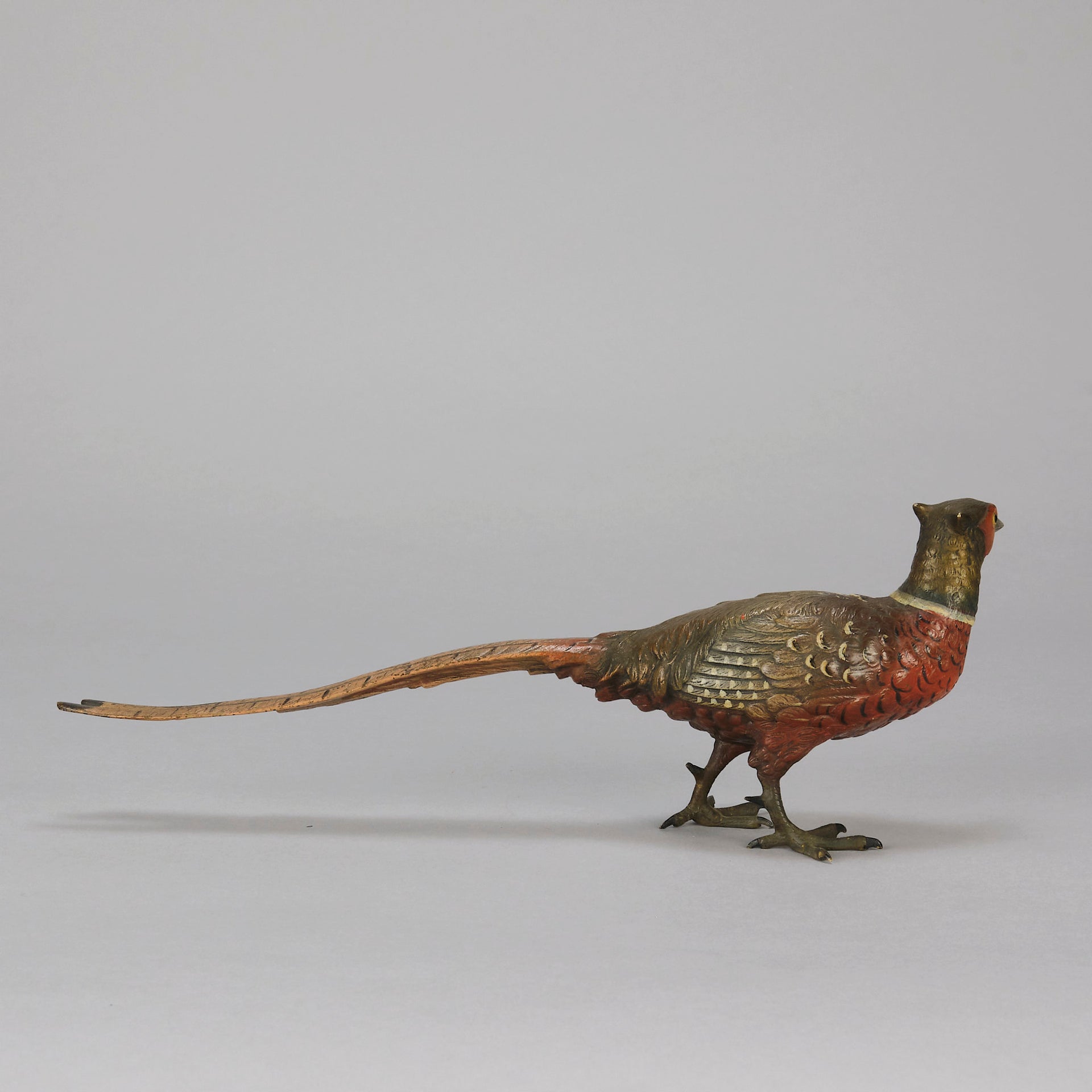 Antique Bronze Pheasant by Franz Bergman exhibiting very fine vibrant colours and good hand finished surface detail 