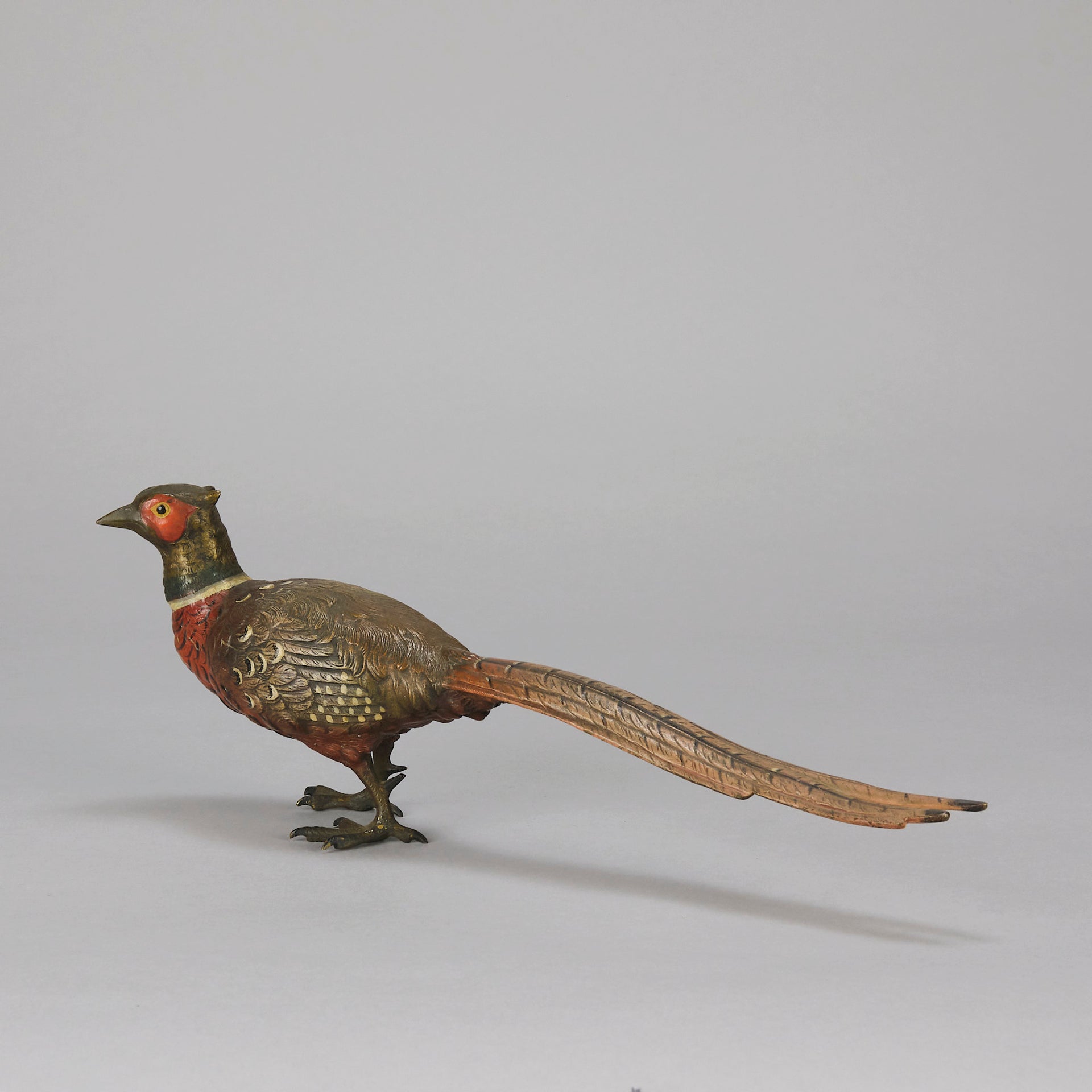 Antique Bronze Pheasant by Franz Bergman exhibiting very fine vibrant colours and good hand finished surface detail 