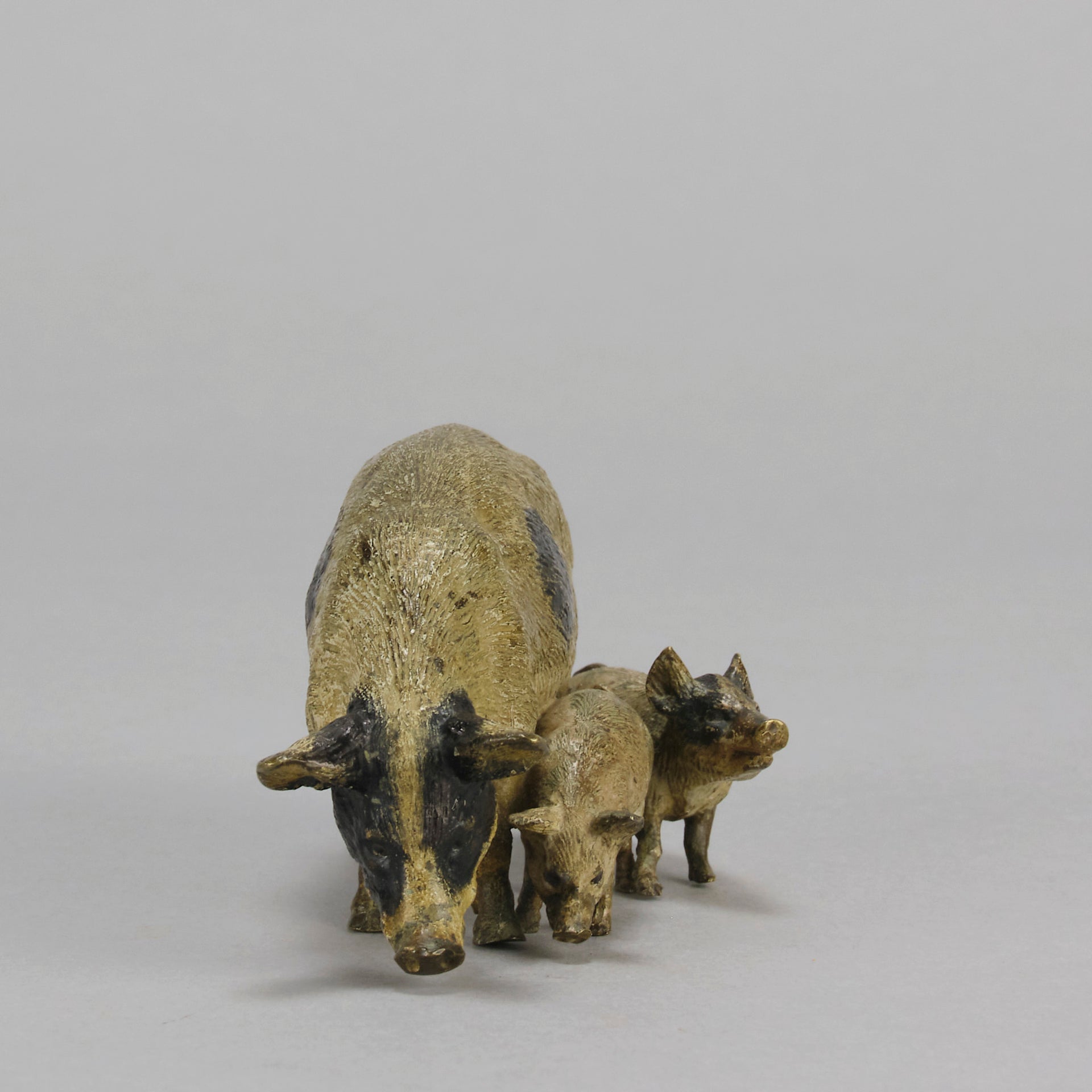 Bronze Sow & Piglets - Bergman Cold Painted Bronze - Hickmet Fine Arts