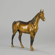 Standing Horse early 20th Century Austrian bronze study of a standing stallion by Franz Bergman - Hickmet Fine Arts