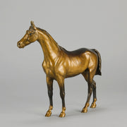 Standing Horse early 20th Century Austrian bronze study of a standing stallion by Franz Bergman - Hickmet Fine Arts