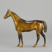 Standing Horse early 20th Century Austrian bronze study of a standing stallion by Franz Bergman - Hickmet Fine Arts