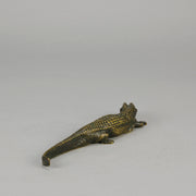 Surprise Crocodile by Franz Bergman  An interesting early 20th Century erotic Austrian bronze study of a walking crocodile - Hickmet Fine Art