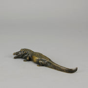 Surprise Crocodile by Franz Bergman  An interesting early 20th Century erotic Austrian bronze study of a walking crocodile - Hickmet Fine Art