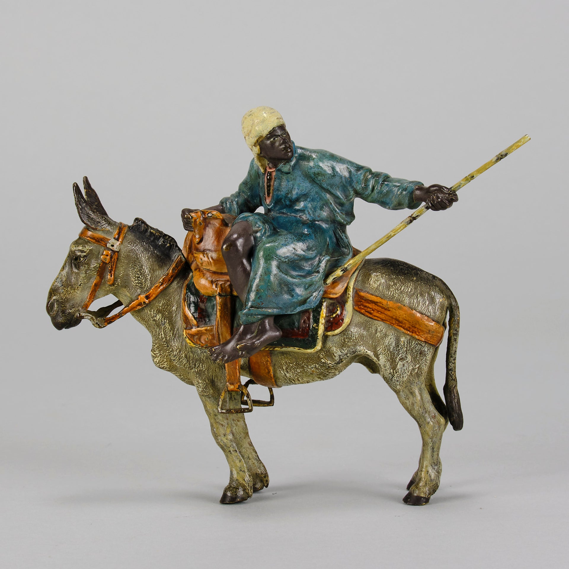 Bergman Bronze - Tradesman And Donkey - Antique bronze - bergman cold painted bronze - Hickmet Fine Arts
