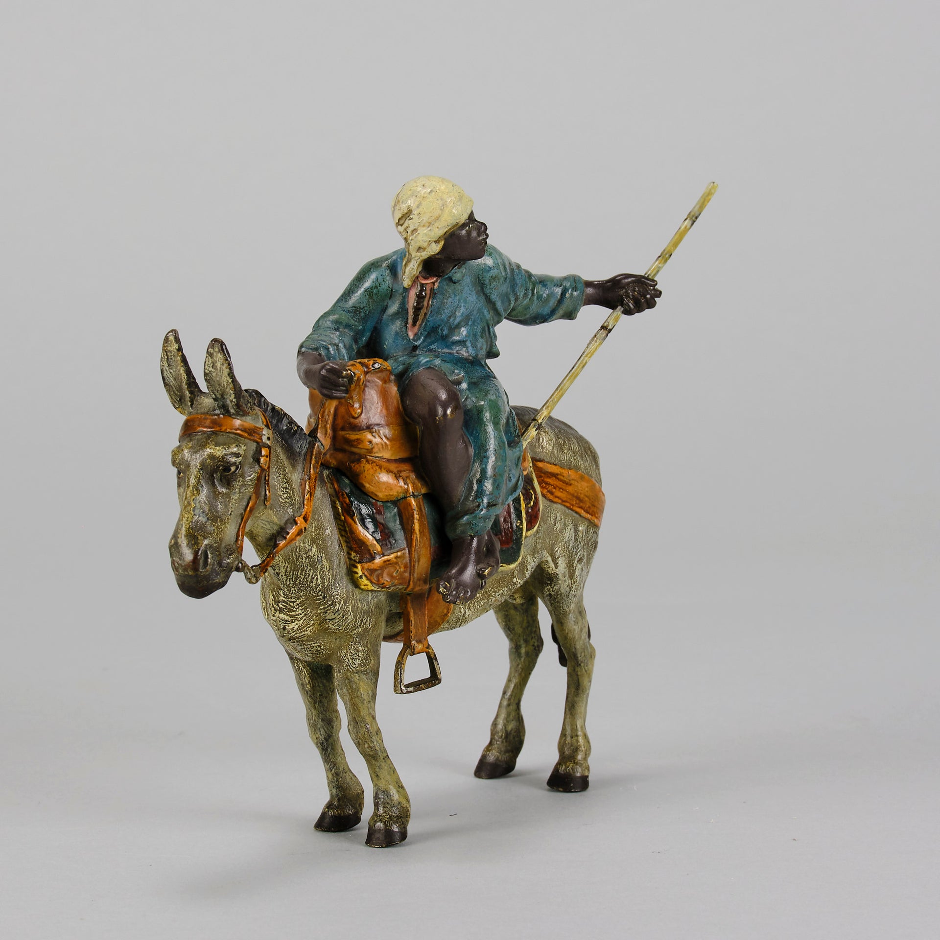 Bergman Bronze - Tradesman And Donkey - Antique bronze - bergman cold painted bronze - Hickmet Fine Arts