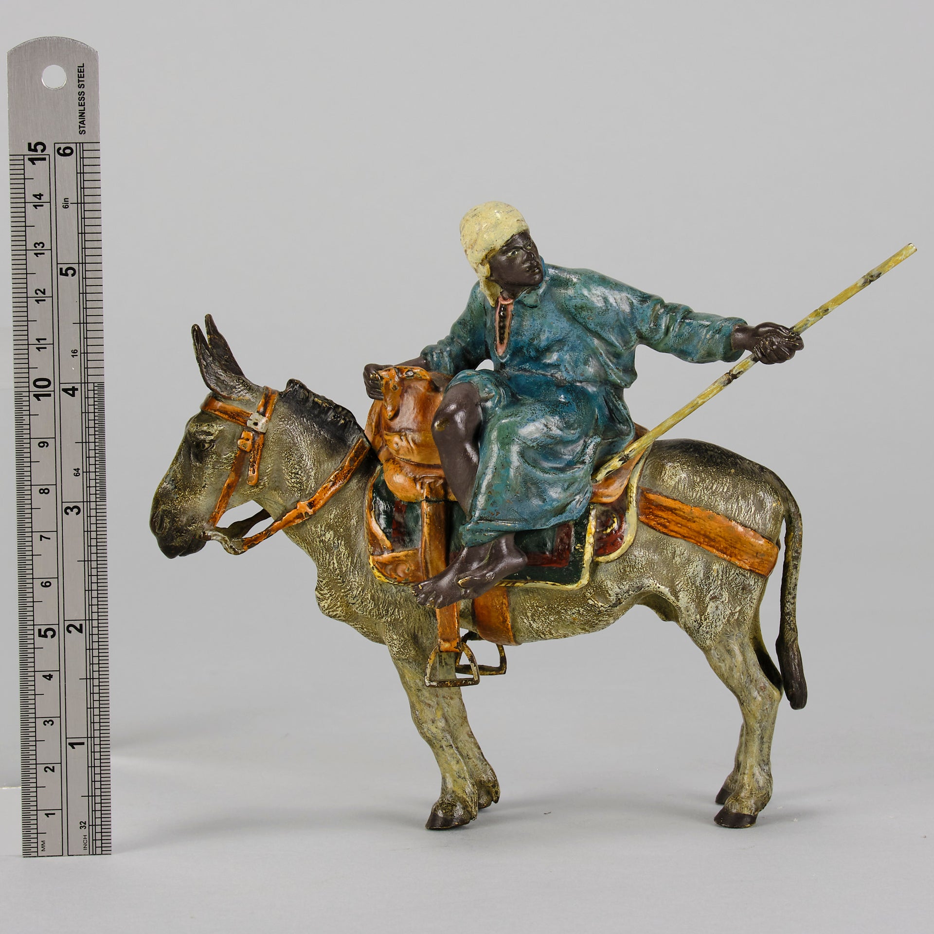 Bergman Bronze - Tradesman And Donkey - Antique bronze - bergman cold painted bronze - Hickmet Fine Arts