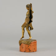 Windy Day by Franz Bergman a sensuous early 20th century erotic Austrian bronze figurine of a young dancer with fine cold painted colour and good detail, the skirt hinged to lift and reveal her naked body