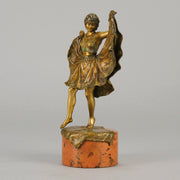 Windy Day by Franz Bergman a sensuous early 20th century erotic Austrian bronze figurine of a young dancer with fine cold painted colour and good detail, the skirt hinged to lift and reveal her naked body