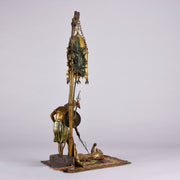 Bergman Bronze - Antique Bronze - bergman cold painted bronze - Bergman Bronze Lamp - Woman with Puma Lamp - Hickmet Fine Arts