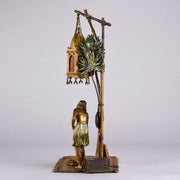 Bergman Bronze - Antique Bronze - bergman cold painted bronze - Bergman Bronze Lamp - Woman with Puma Lamp - Hickmet Fine Arts