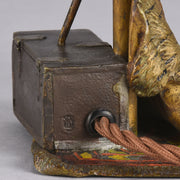 Bergman Bronze - Antique Bronze - bergman cold painted bronze - Bergman Bronze Lamp - Woman with Puma Lamp - Hickmet Fine Arts