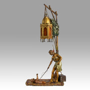 Bergman Bronze - Antique Bronze - bergman cold painted bronze - Bergman Bronze Lamp - Woman with Puma Lamp - Hickmet Fine Arts