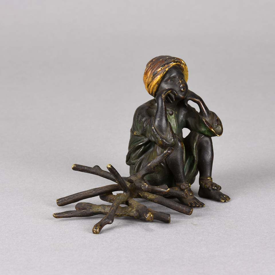Bergman Oriental Bronze - Seated Boy With Firewood - Hickmet Fine Arts