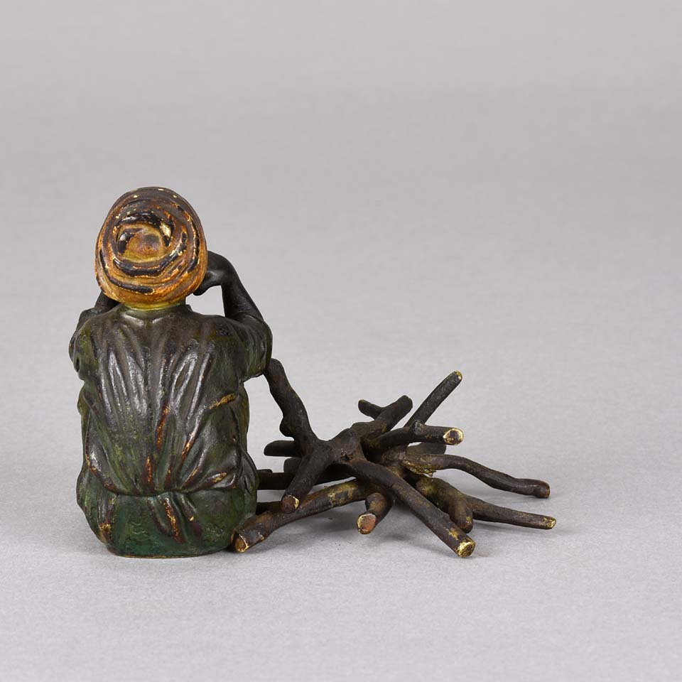 Bergman Oriental Bronze - Seated Boy With Firewood - Hickmet Fine Arts
