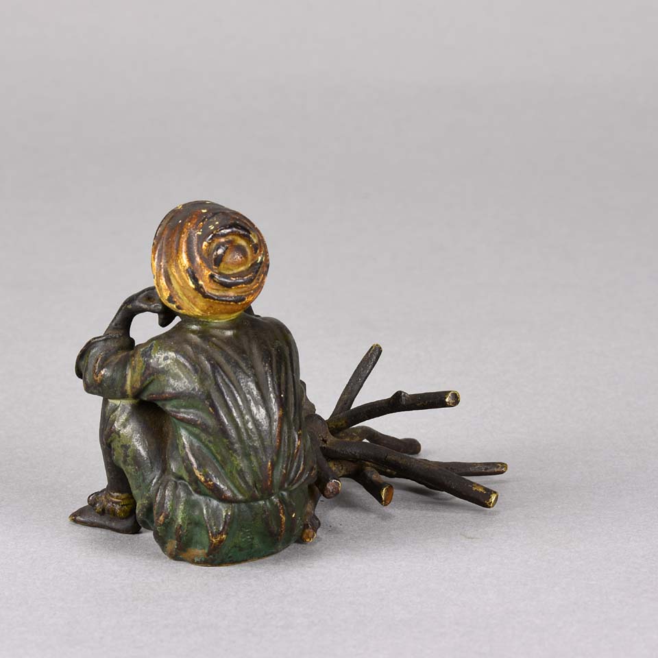 Bergman Oriental Bronze - Seated Boy With Firewood - Hickmet Fine Arts