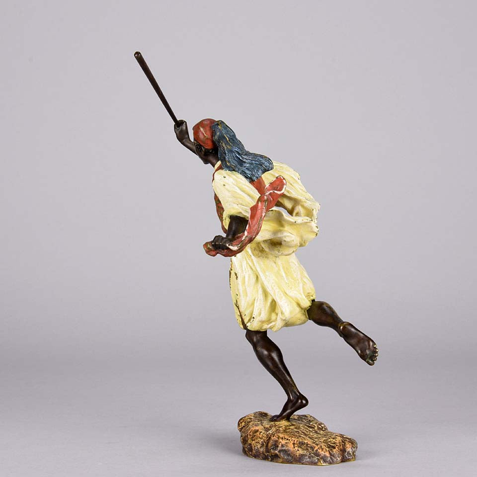 Franz Bergman Bronze - Running Arab Man - Hickmet Fine Arts
