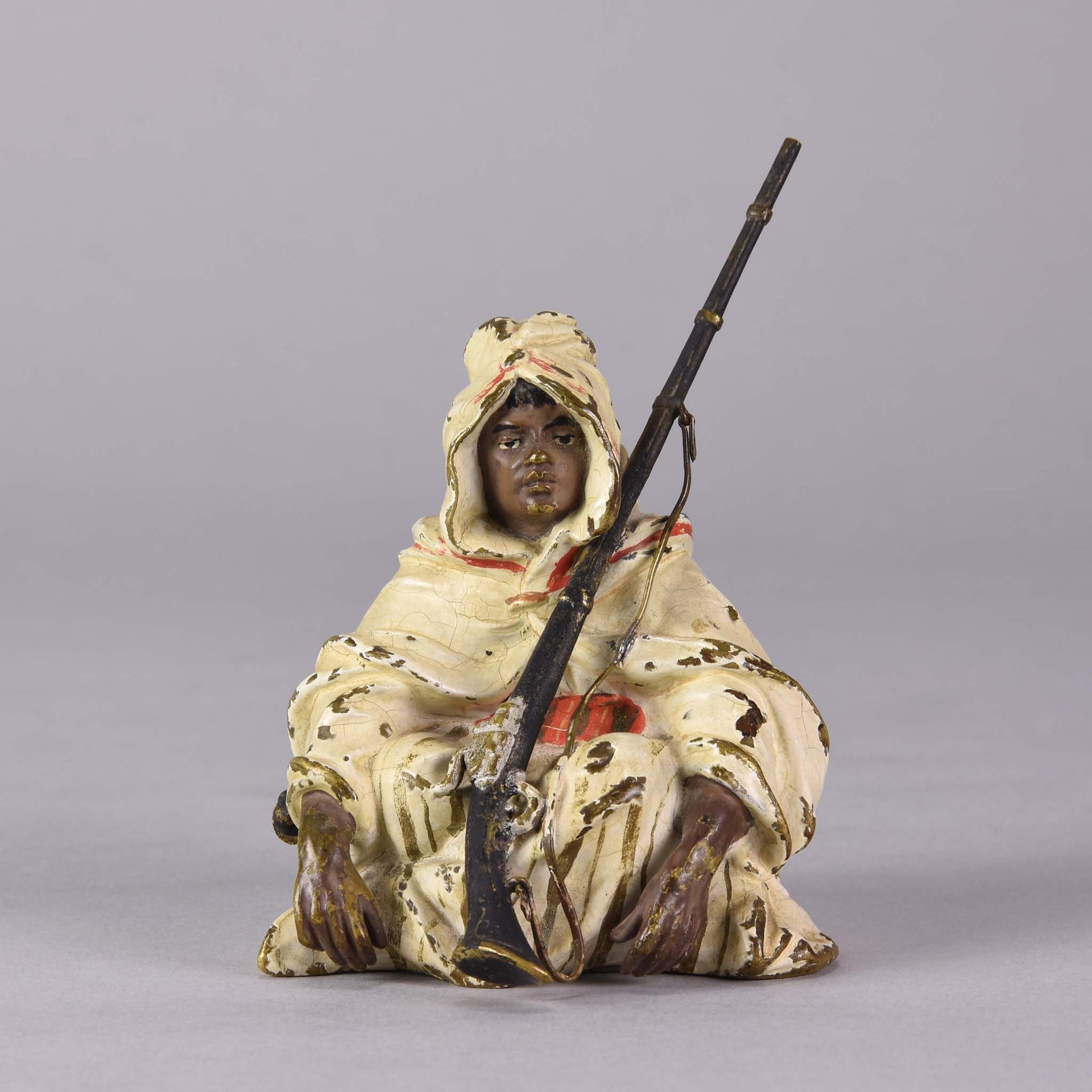 Franz Xavier Bergman Bronze - Arab warrior with rifle - Franz Bergman