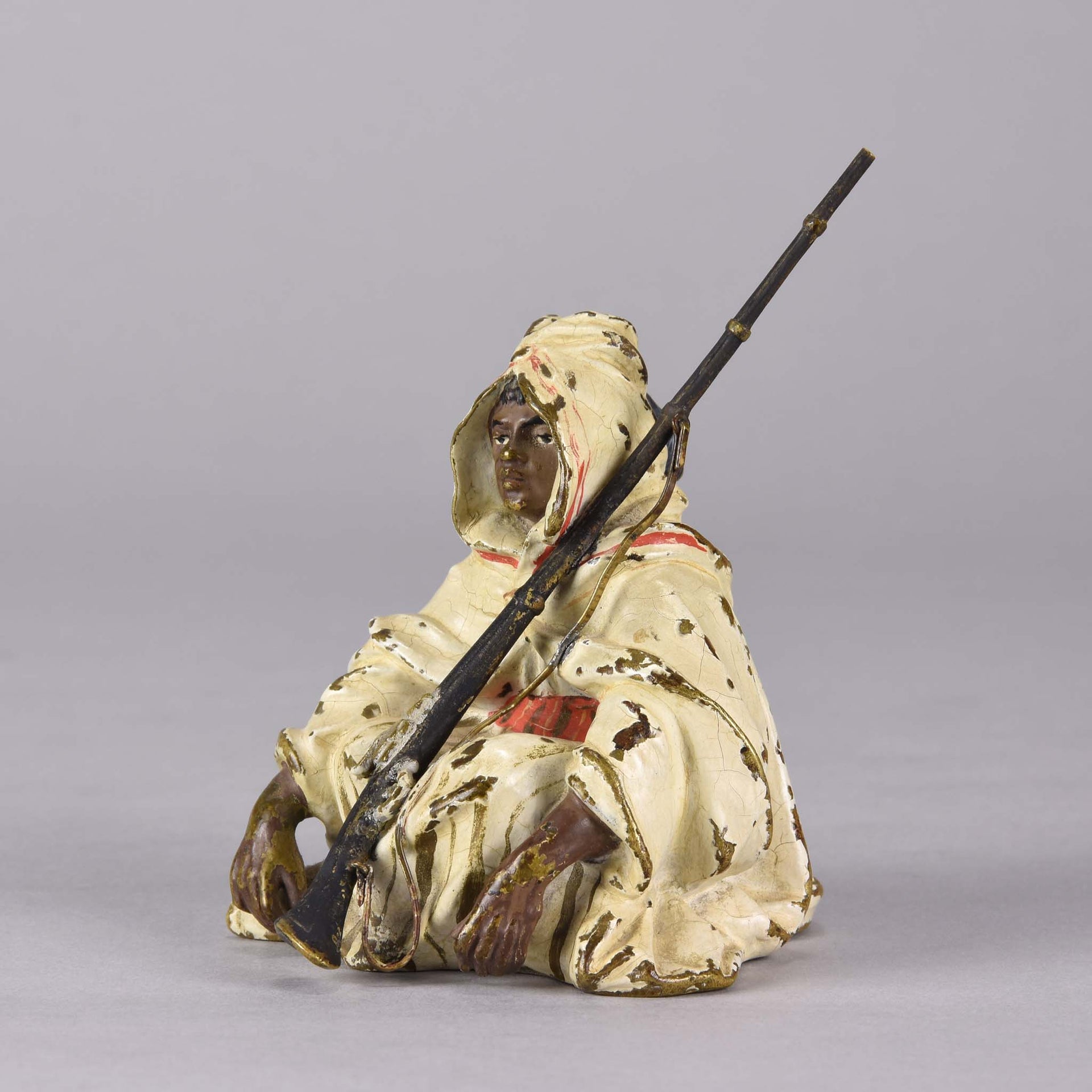 Franz Xavier Bergman Bronze - Arab warrior with rifle - Franz Bergman