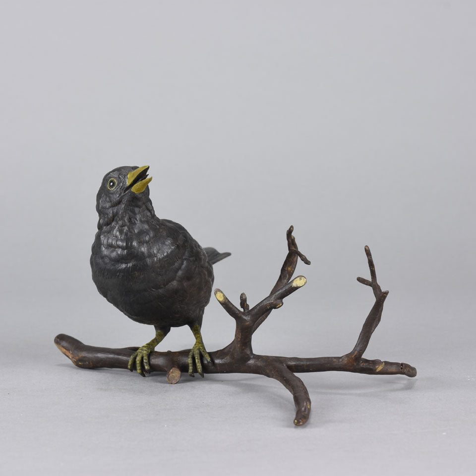 Franz Bergman Bronze - Bird on a Branch - Hickmet Fine Arts
