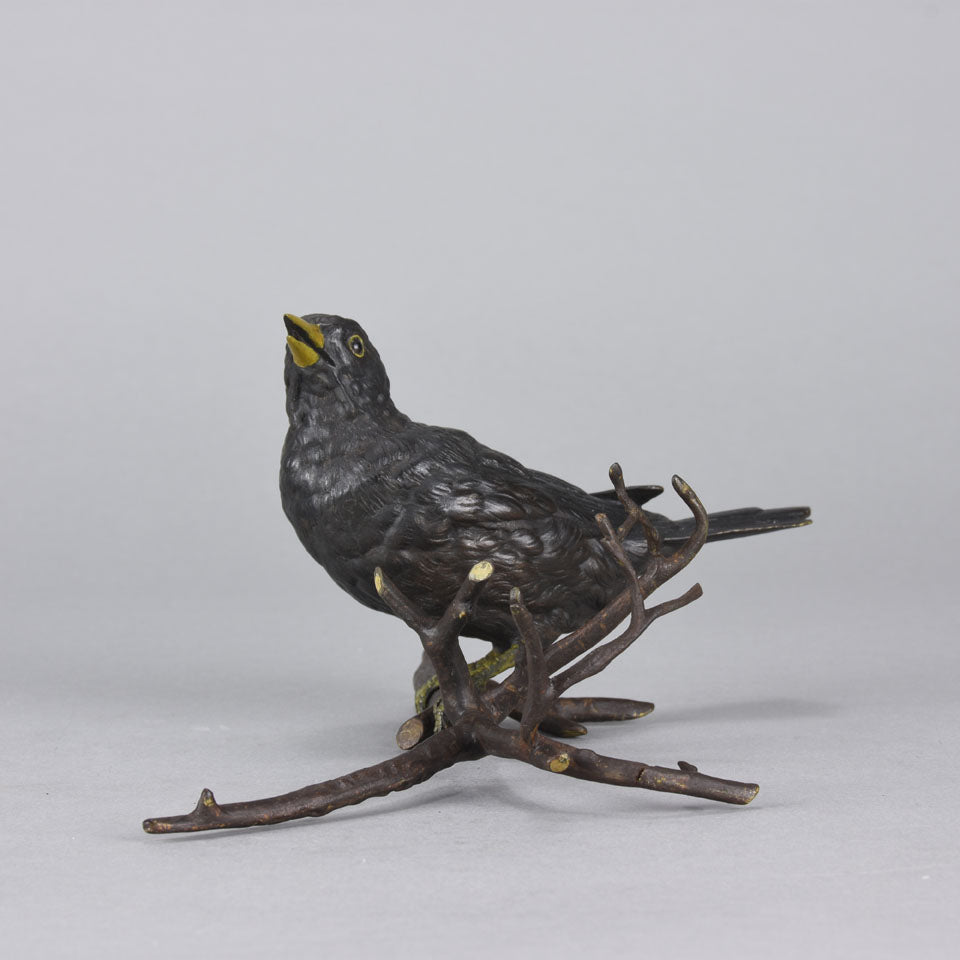 Franz Bergman Bronze - Bird on a Branch - Hickmet Fine Arts