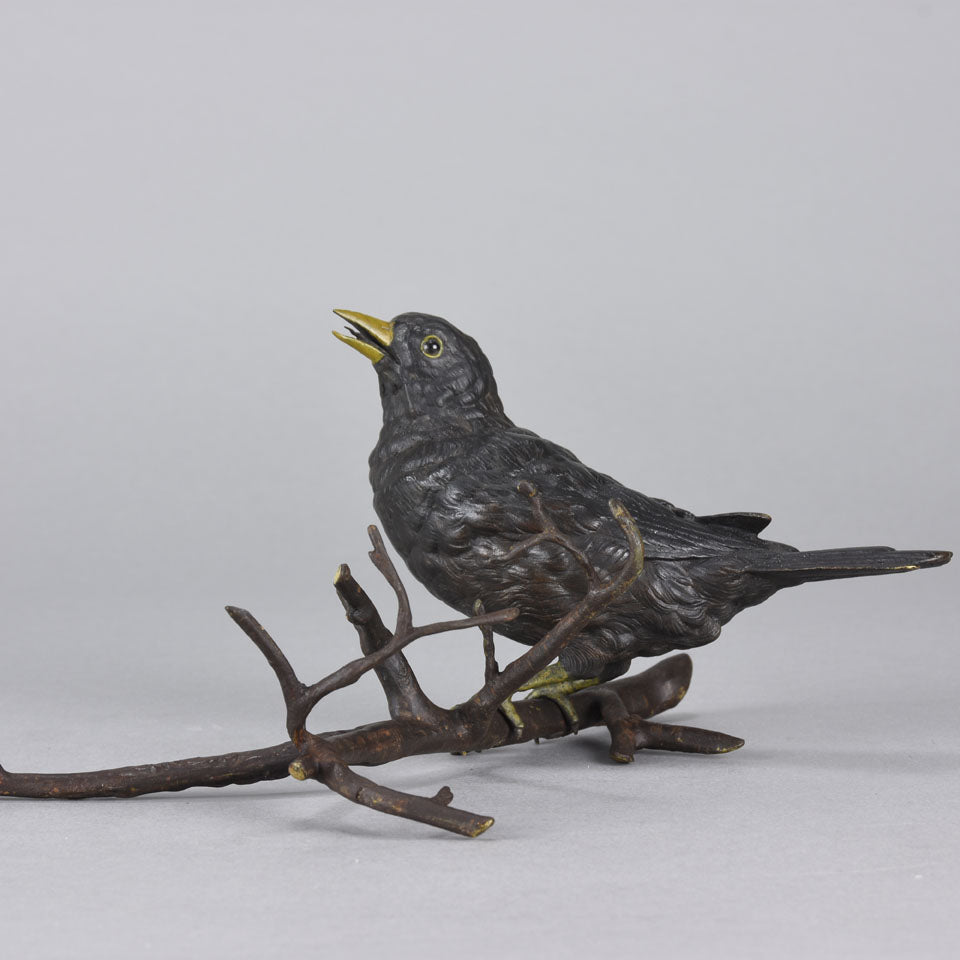 Franz Bergman Bronze - Bird on a Branch - Hickmet Fine Arts