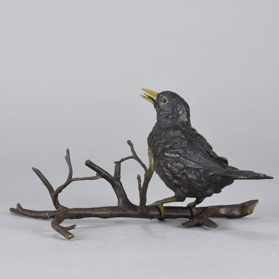 Franz Bergman Bronze - Bird on a Branch - Hickmet Fine Arts