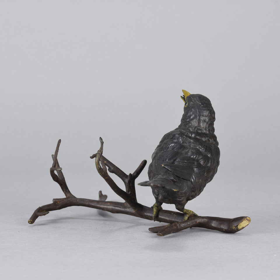 Franz Bergman Bronze - Bird on a Branch - Hickmet Fine Arts