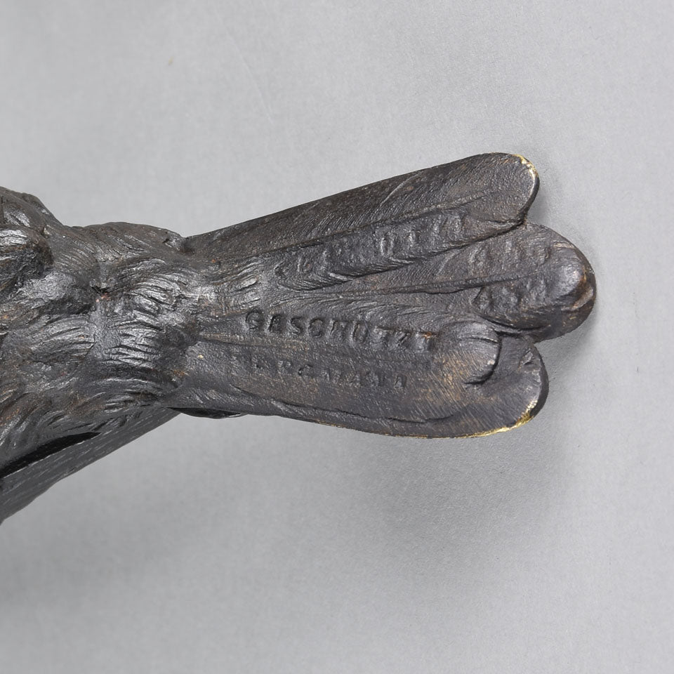 Franz Bergman Bronze - Bird on a Branch - Hickmet Fine Arts