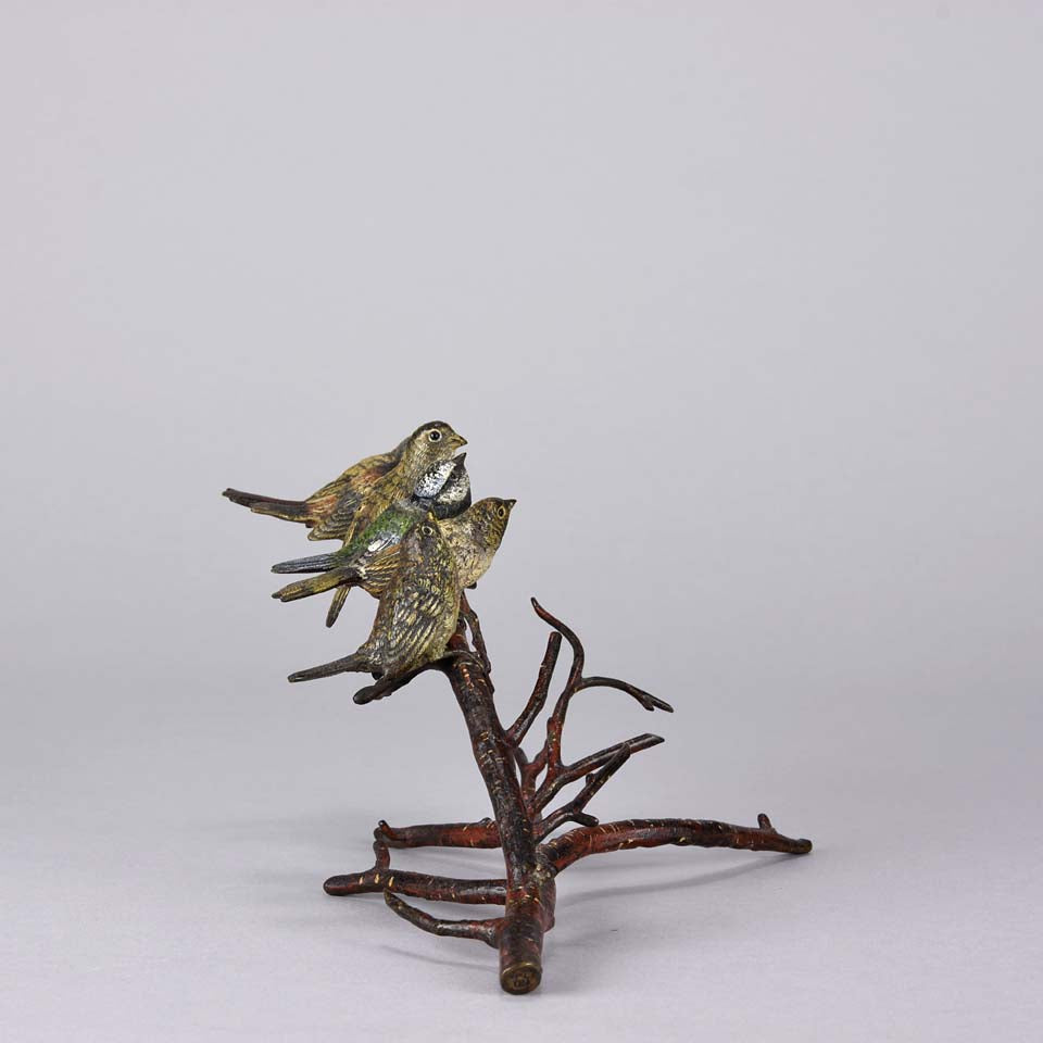 Franz Bergman Birds on a Branch - Austrian Bronze - Hickmet Fine Arts