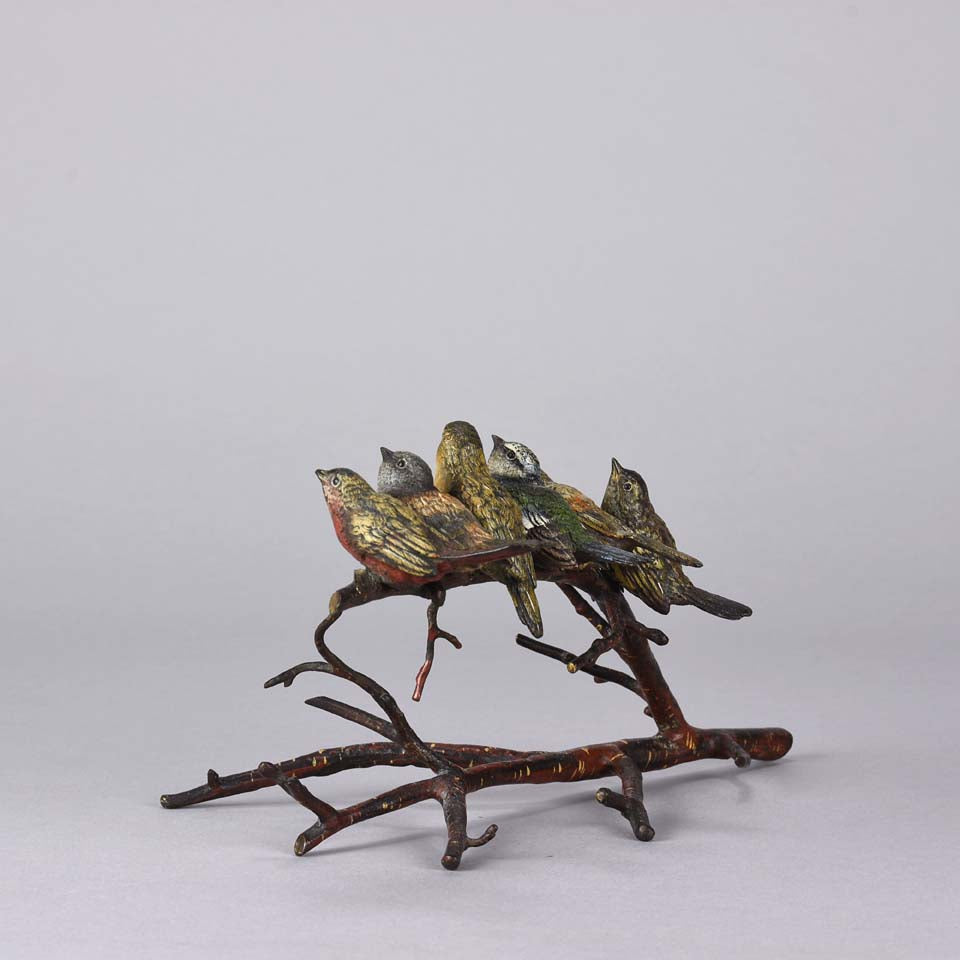 Franz Bergman Birds on a Branch - Austrian Bronze - Hickmet Fine Arts