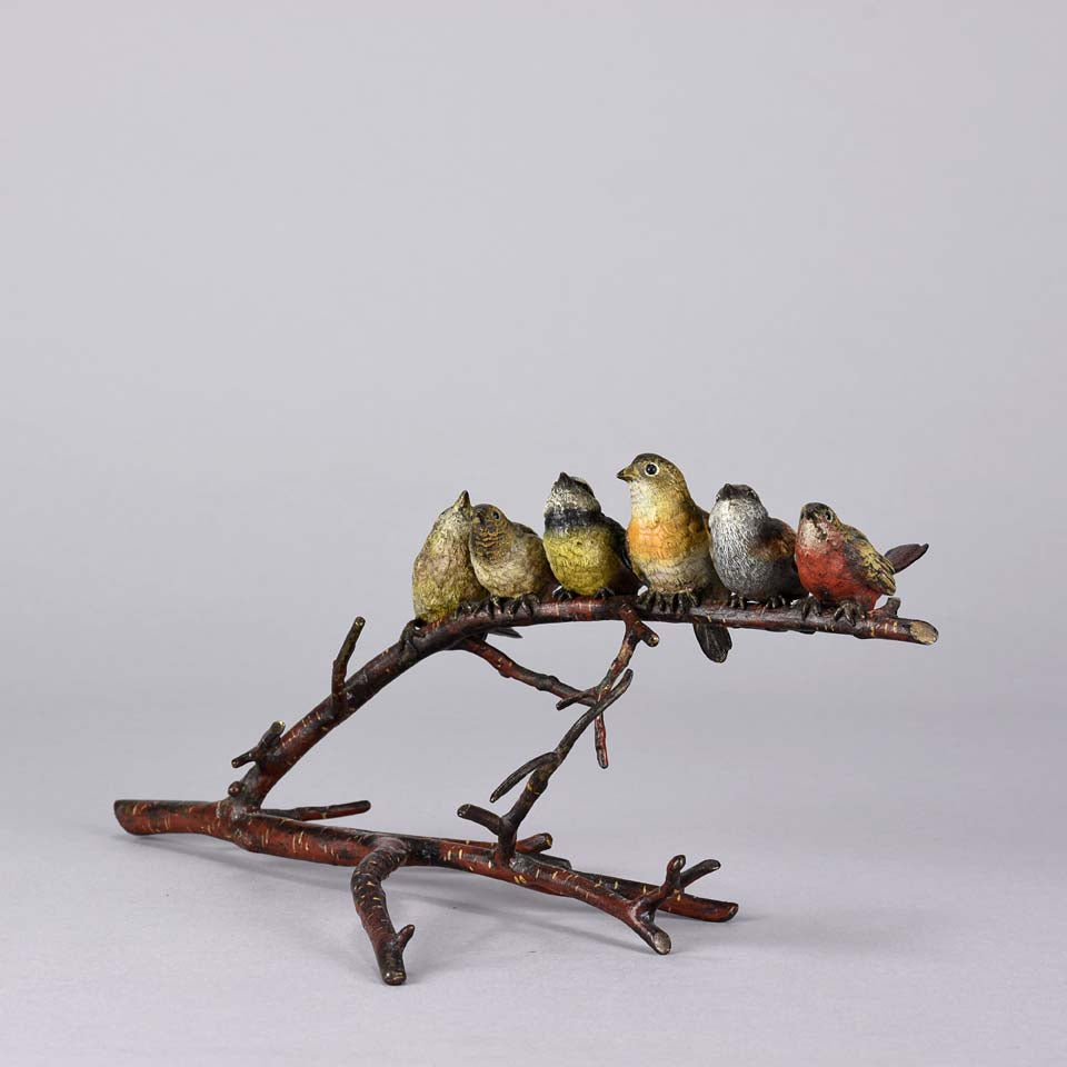 Franz Bergman Birds on a Branch - Austrian Bronze - Hickmet Fine Arts