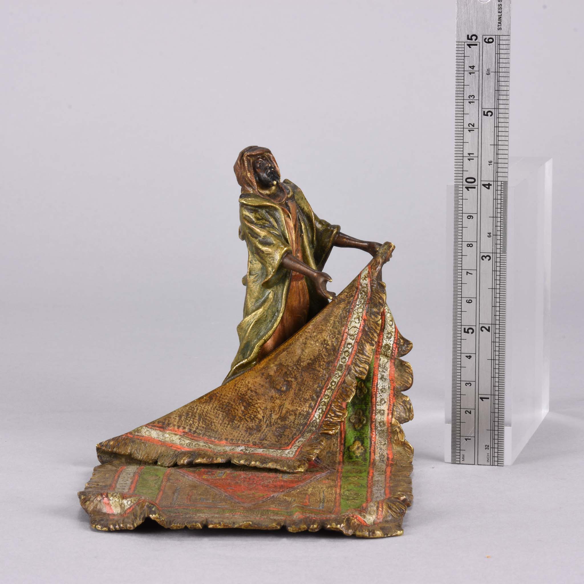Bergman Carpet Seller - Antique Arab Bronze - Franz Bergman Bronze