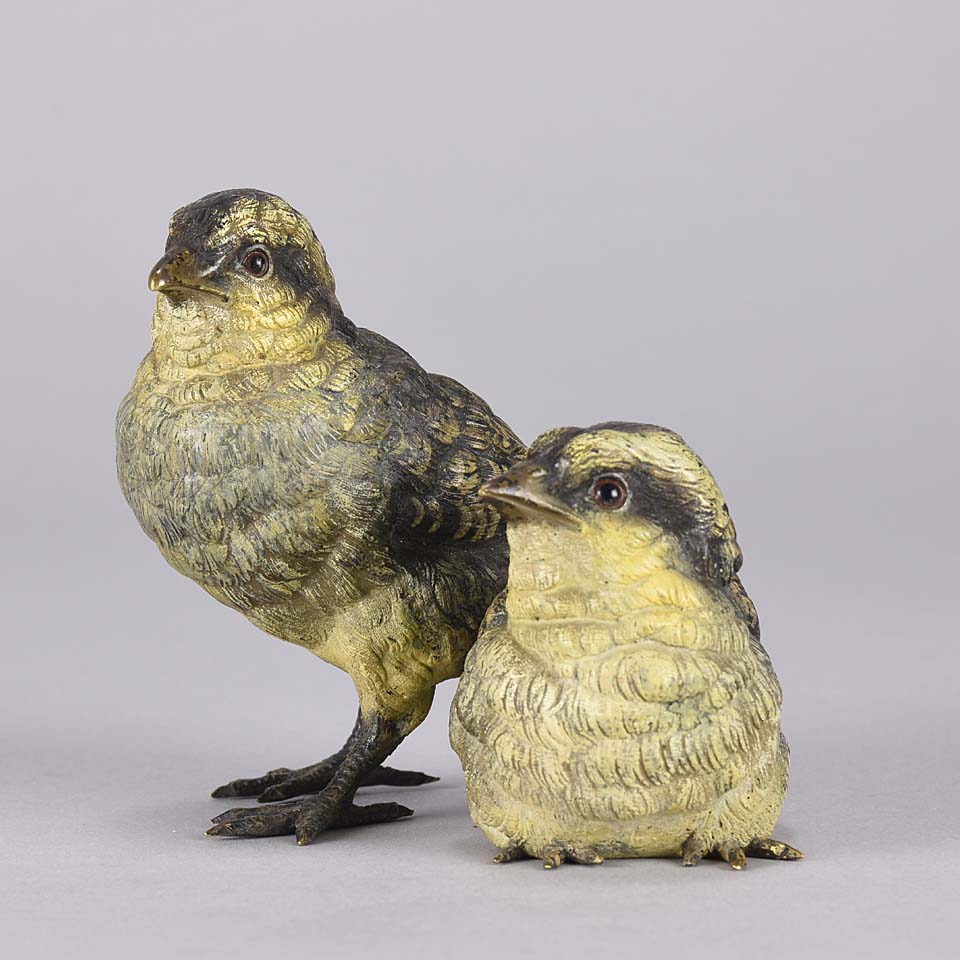 Franz Bergman Chicks - Austrian Bronze Study - Hickmet Fine Arts