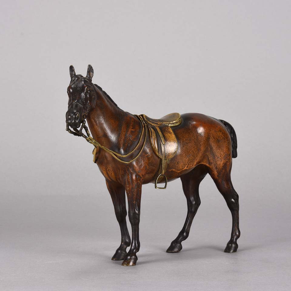 Bergman Horse - Austrian Bronze 'Saddled Horse' by Franz Bergman