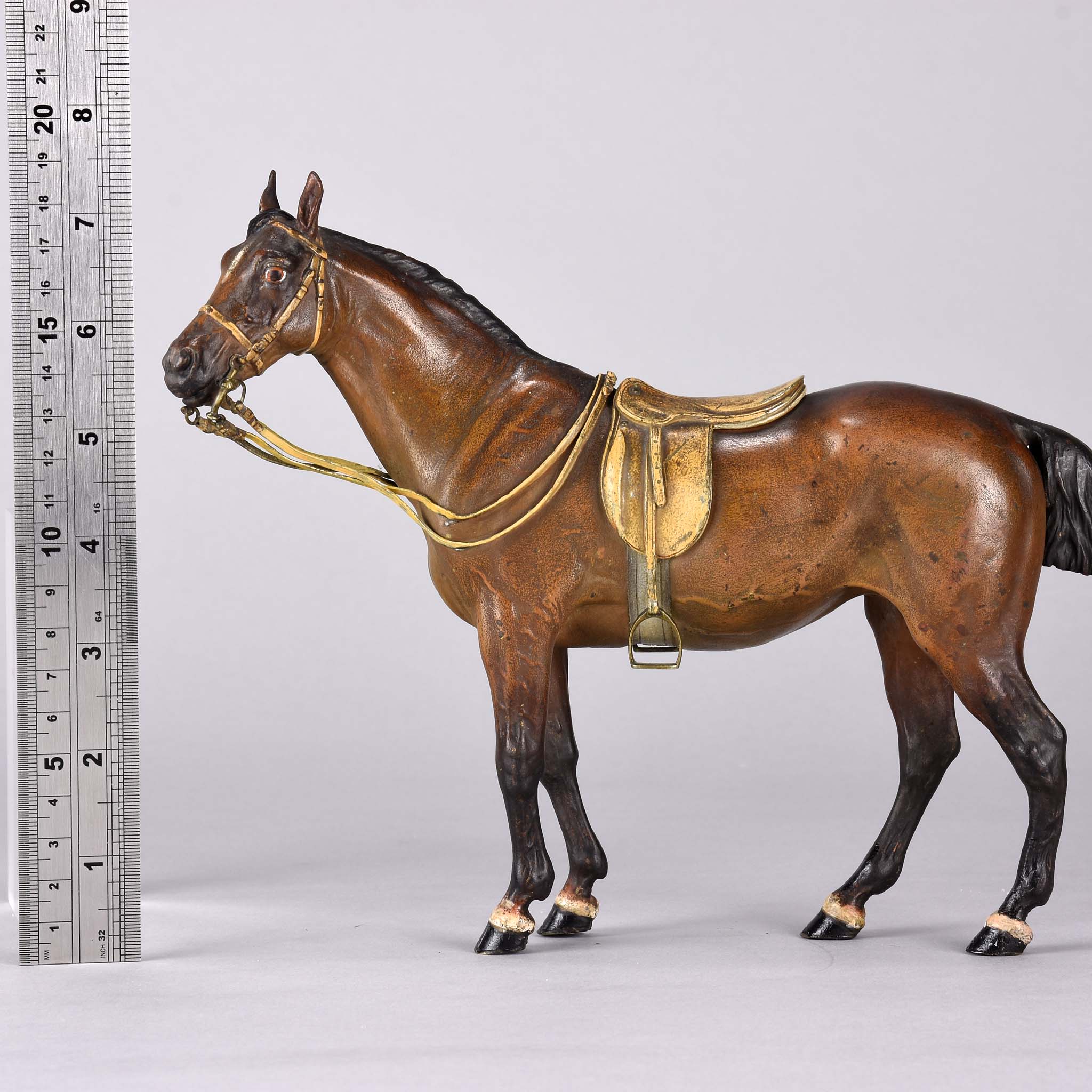 A Saddled Horse- Franz Bergman - Hickmet Fine Arts