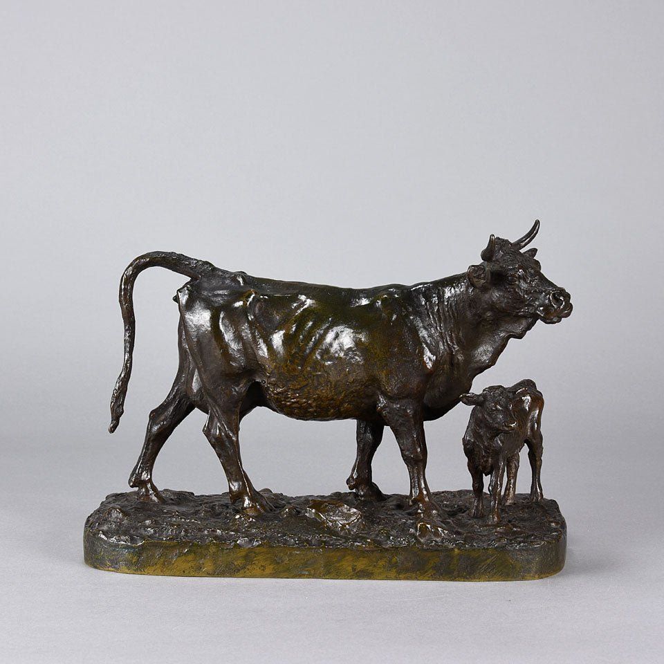 Christophe Fratin Cow & Calf - Animalier Bronze - Hickmet Fine Arts