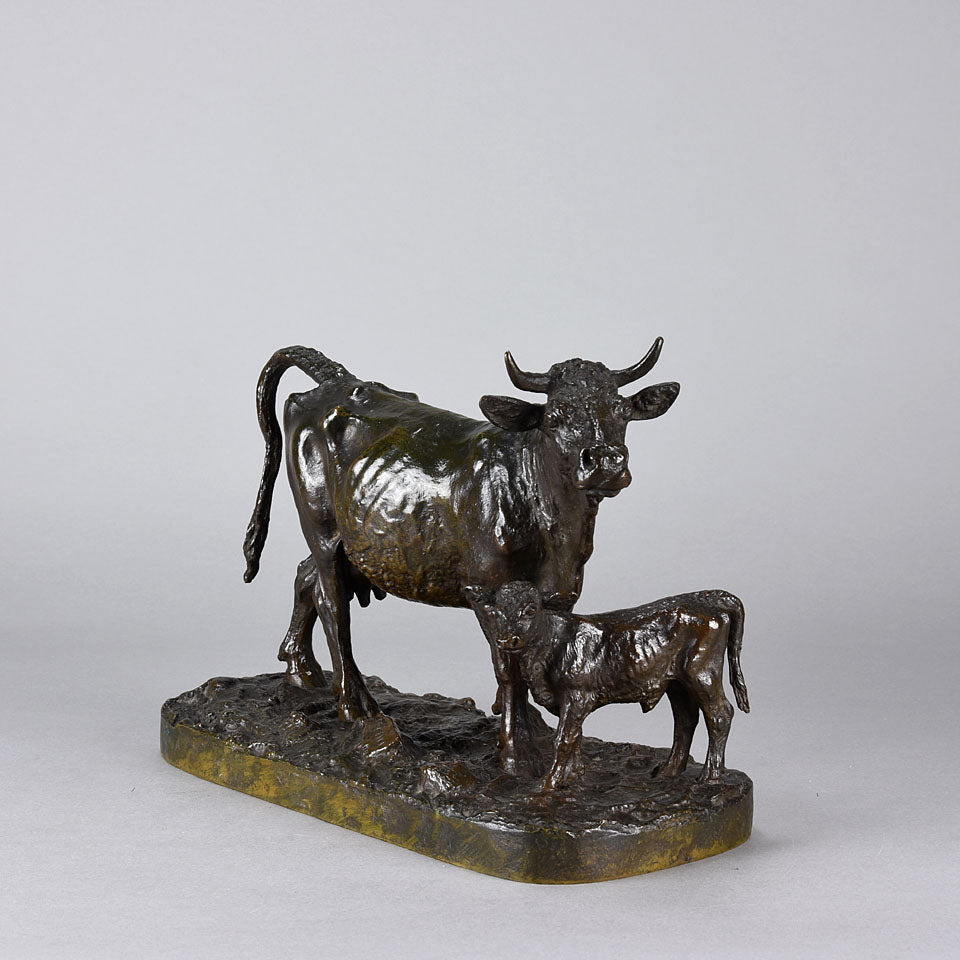 Christophe Fratin Cow & Calf - Animalier Bronze - Hickmet Fine Arts