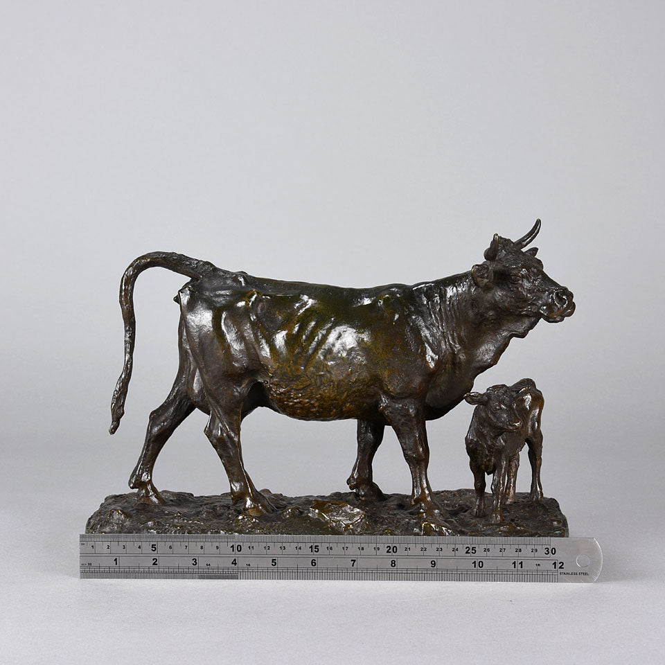 Christophe Fratin Cow & Calf - Animalier Bronze - Hickmet Fine Arts