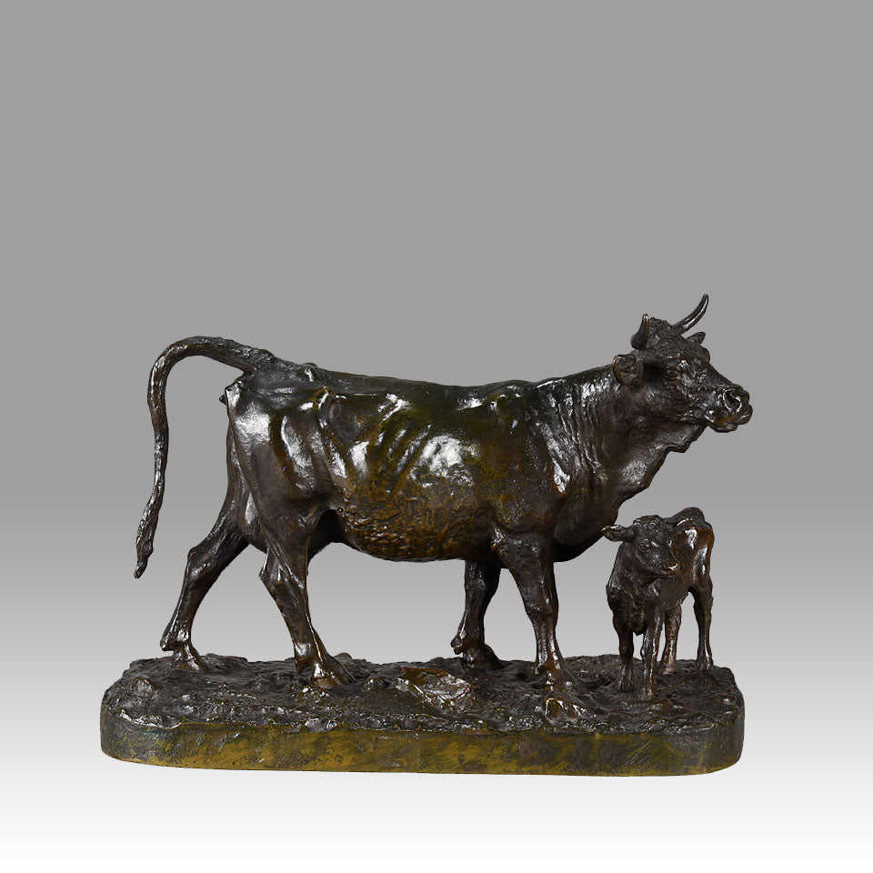 Christophe Fratin Cow & Calf - Animalier Bronze - Hickmet Fine Arts