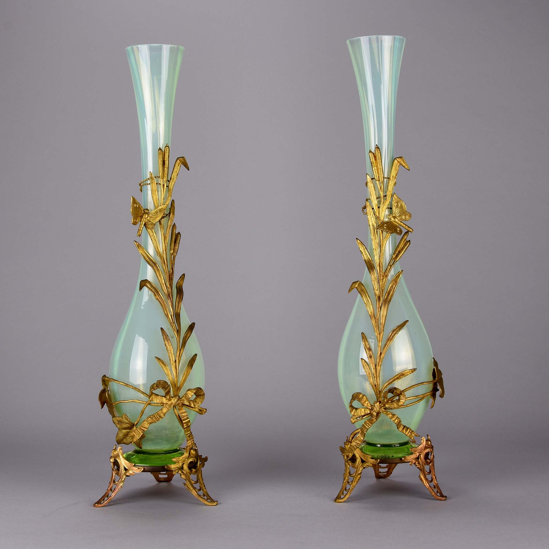  Opaline Vases with Gilt Mounts - French Vases - Hickmet Fine Arts 