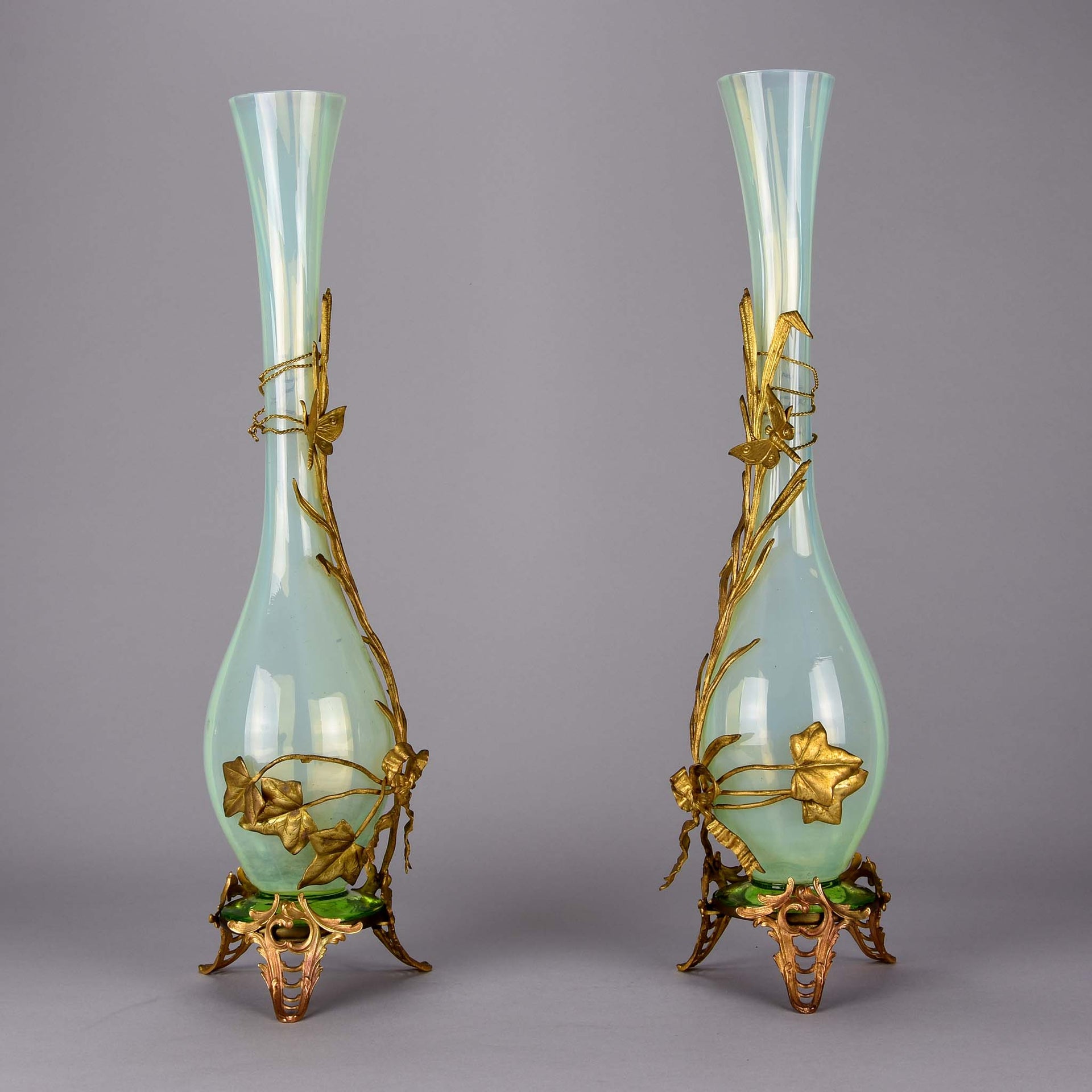  Opaline Vases with Gilt Mounts - French Vases - Hickmet Fine Arts 