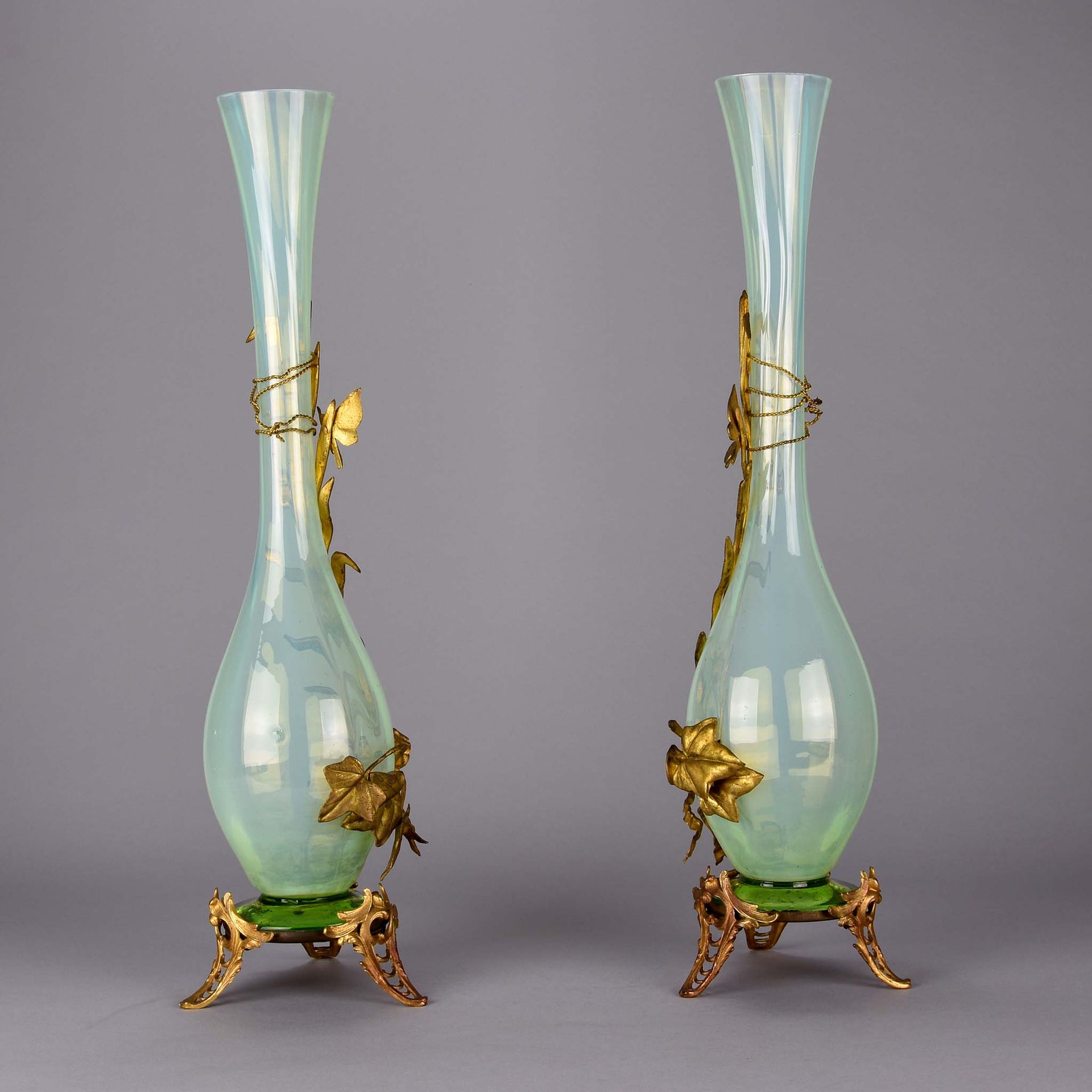  Opaline Vases with Gilt Mounts - French Vases - Hickmet Fine Arts 