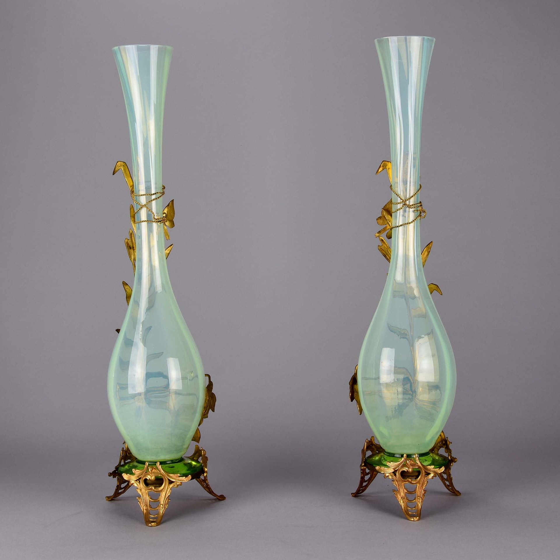  Opaline Vases with Gilt Mounts - French Vases - Hickmet Fine Arts 