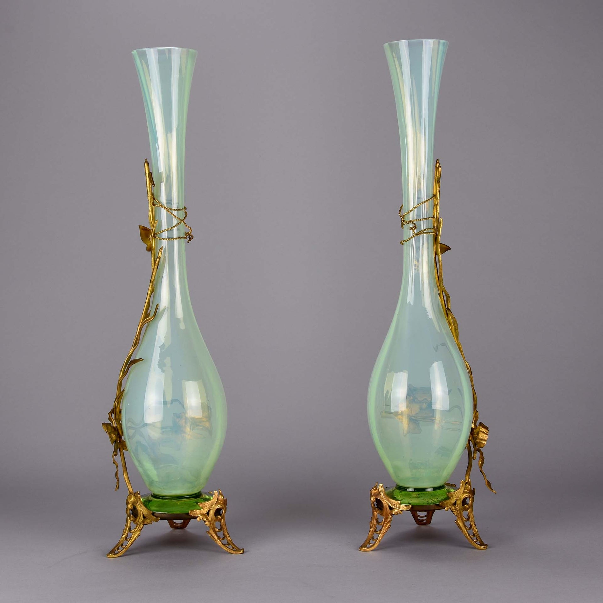  Opaline Vases with Gilt Mounts - French Vases - Hickmet Fine Arts 